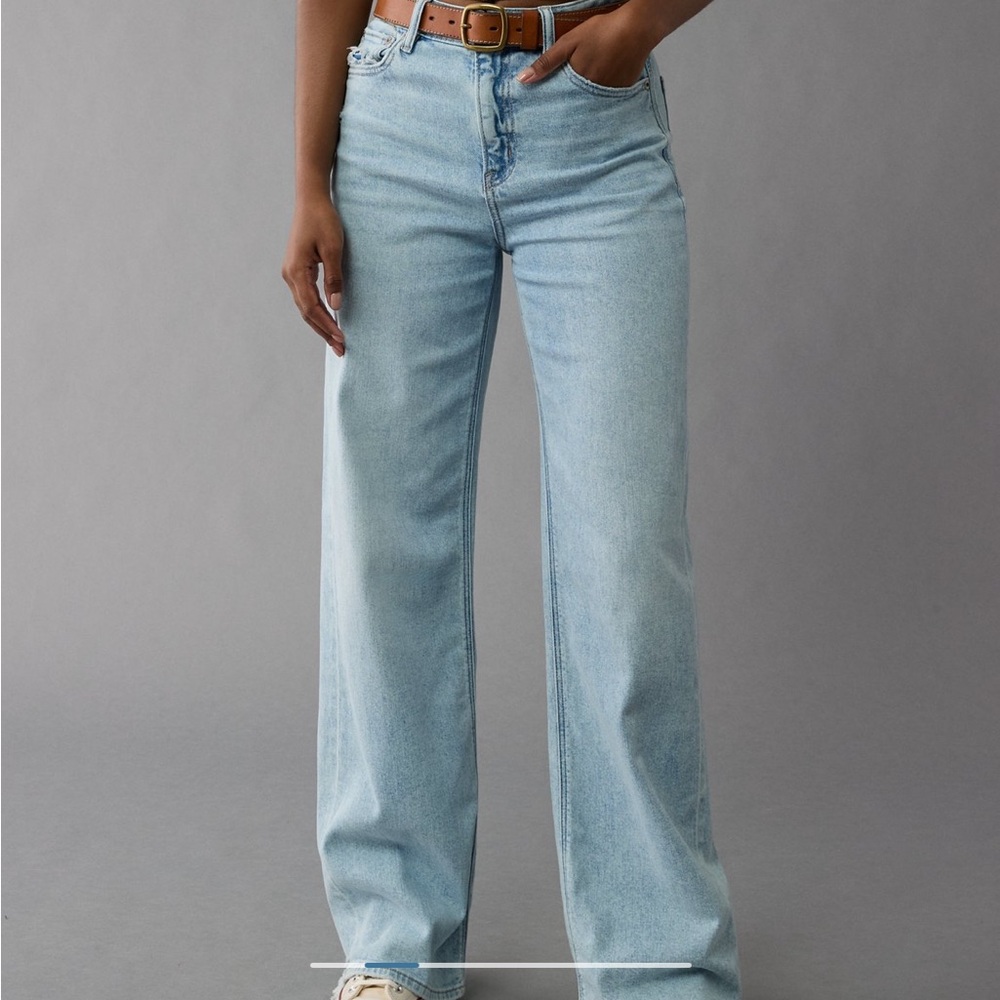 American Eagle dreamy drape stretch super high waisted baggy wide leg jean